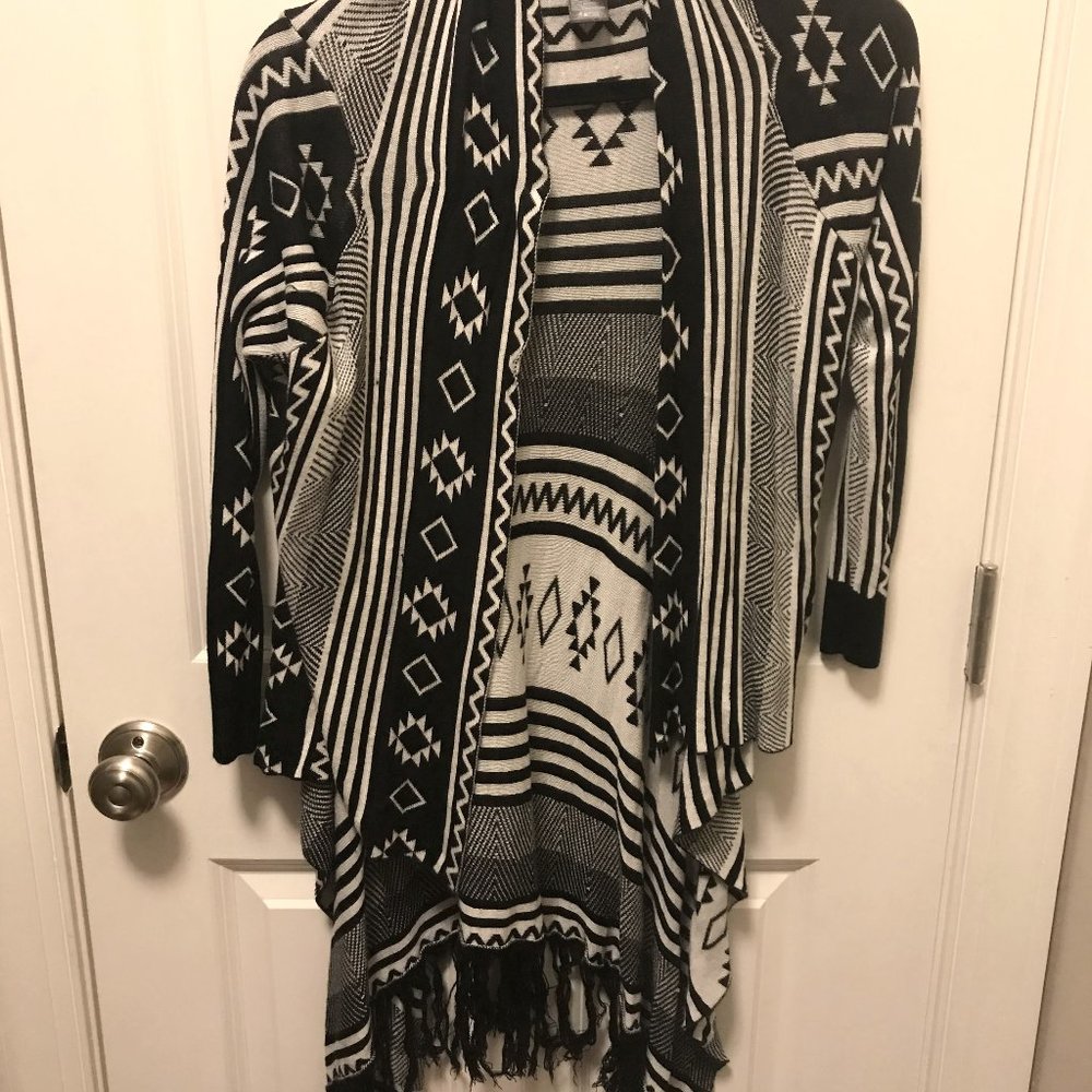 Papaya Clothing Boho Cardigan with Fringe Trim